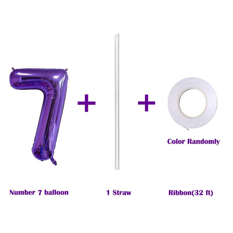 MoMo Balloon 40 Inch Jumbo Purple Number 7 Balloon Giant Balloons Prom Balloons Helium Foil Mylar Huge Number Balloons for Birthday Party Decorations/Wedding/Anniversary - Image 3